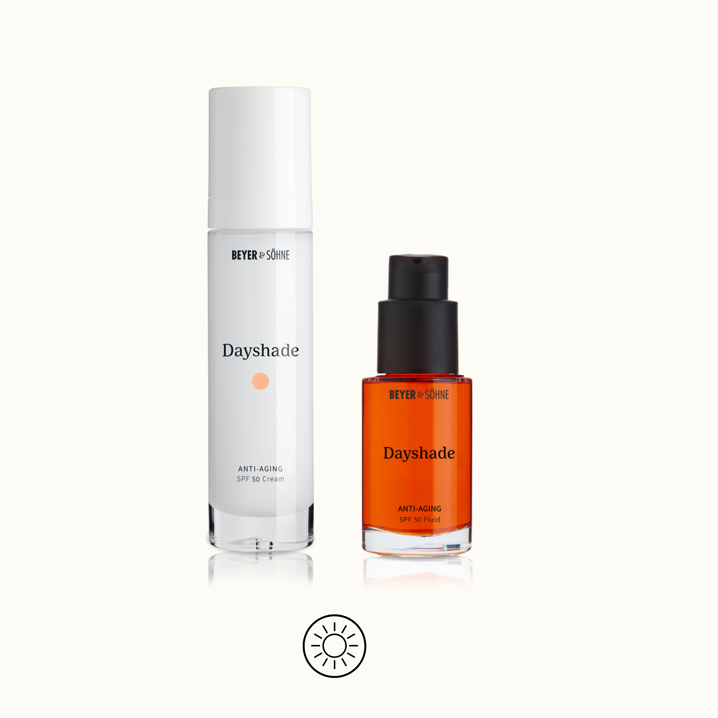 Dayshade Cream und Dayshade Fluid von Beyer & Söhne für den Sonnenschutz als 4. Schritt in der Pflegeroutine